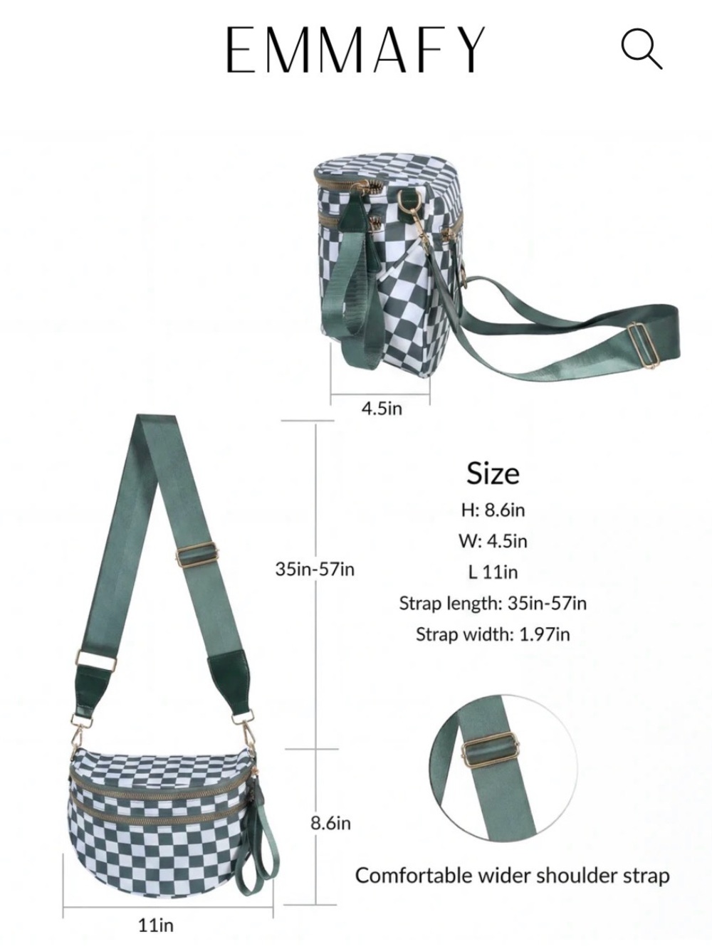 GoFree - The Roomiest Bum Bag (Black and White Checkered) - Picture 2 of 8